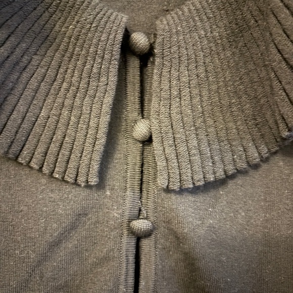 Valentino Roma Black Ribbed Ruffle Collar Cardigan Sweater - Picture 4 of 4